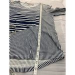 Chico's 0 Tee Shirt Womens S 4 V Neck Cotton Soft 3/4 Sleeves Blue Spliced Stripe Photo 6