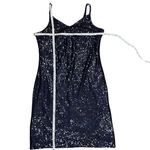 Marina Women's Spaghetti Strap Sequin Dress Navy Blue Mini Sz 14 Size M Photo 3