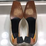 Stuart Weitzman  Women’s Color Block Orange Satin Beige Square Toe Block Heels Photo 9