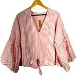 Lavender Field NWT Striped Tie Front Top Size Large Photo 0