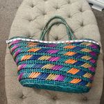 Colorful Woven Tote Bag‎ Blue Photo 5