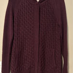 CAMBRIDGE Dry Goods Burgundy Full Zip Cable Knit Hooded Sweater Size M Red Size M Photo 0