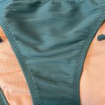 J.Crew Ribbed Curved Waist Cheeky String Bikini Bottom Green Size Medium NWT Photo 1