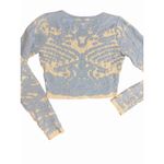 Lucy Paris  Textured Knit 2-Piece Set Top & Skater Skirt Blue Cream Size M Photo 1