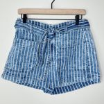American Eagle Stretch Highest Waist Mom Shorts Acid Wash Stripes SZ 8 Paperbag Photo 2