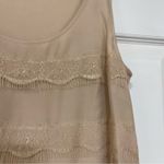J.Crew Silk sleeveless tank top blouse Champagne pink nude gold fringe Size 0 Photo 10