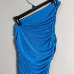 LIONESS The Goddess One Shoulder Ruched Mini Dress Womens XS Blue Cocktail Party Photo 9