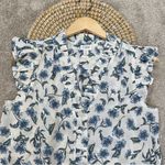 J. Crew Factory Women’s Sleeveless Ruffle Top Button Front Floral Cottagecore S White Photo 2