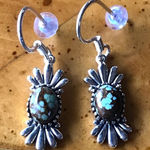 Royston Blue Horizon Turquoise Sterling Silver Feather Earrings Photo 0