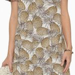 Lyn Devon Audrey Pineapple Print Shift Dress Size 8 | Tropical Vacation Style Tan Photo 0