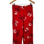 Urban Outfitters Grace & Mila Floral Straight Leg Flowy Gauzy High Waisted Red Floral Print Pants Photo 4