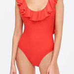 J.Crew  Red Ruffle scoopback one-piece swimsuit Size 6 Photo 0