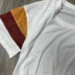 Pink Rose Juniors' Striped-Sleeve Ivory Twist-Front T-Shirt - Size Large - NWT Photo 1