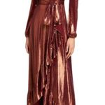 WAYF  Women’s Meryl Long-Sleeve V Neck Metallic Wrap Long Sleeve Dress SZ XS NWT Photo 0