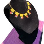 Mika Yoga Wear Yellow and Red gold tone squares and drops geometric Necklace 20” Photo 3