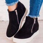 Micro Suede Hidden Wedge Sneaker Black Size 8.5 Photo 2
