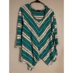 Signature Studio  Striped Shark Tooth Scoop Neck 3/4 Sleeve Top Size 2X Photo 1