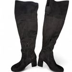 Forever 21 Black suede knee-high block heel boots size 7 seven WIDE Photo 2