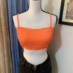 California Sunshine  Neon Orange Smocked Bikini Top Photo 1
