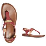 Michael Kors New!  Women's MK Plate Thong Leather Sandals Shoes Terracotta Size 7 Photo 0