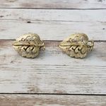 Vintage Clip On Earrings 1" Ornate Design Leaf Statement Earrings Gold Photo 1