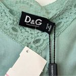 D&G  Vintage Dead-stock Y2K M Silk‎ Lace Trim Sleeveless V-Neck Cami Pale Green Photo 6