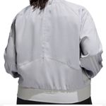 Adidas NEW Plus Size Jacket Glam On Full Zip Light Weight Bomber Grey Satin 1X Photo 3