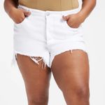 Good American 🆕  Shorts Plus 22 White Jean Denim Cut Off Frayed Hems Ripped NEW Photo 9