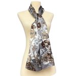 Jones New York Vintage  Gray Brown Floral Silk Scarf Grey Floral Cottage Boho Photo 2