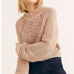Free People NWOT  Chunky Knit Sweetheart Sweater Size Large Tan Brown Beige Photo 8