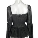 EXPRESS Black Sweetheart Swiss Dot Long Sleeve Smocked Peplum Blouse Top Size S Photo 1