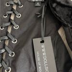 Dolls Kill  Black Velvet Lace-Up Vest Photo 3