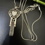 Brighton Reno Heart Badge Clip Necklace Pendant Swarovski 32”-34” Necklace 38g. Photo 0