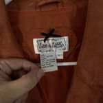 Live a Little  Orange Red 100% Leather Button Jacket Women Large Photo 2