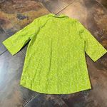 Blair  Women’s Green Swirl Button Down Three Quarter Sleeve Blouse Photo 7