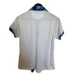 Fringe short sleeve golf top White Blue Polo size medium Photo 2
