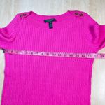 Ralph Lauren Lauren  Petite Cable Knit Sweater Crew Neck Button Detail pink M Photo 5
