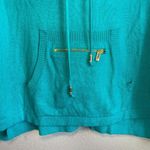 Juicy Couture Y2K Pullover Sweater Hoodie Large Teal Aqua Pockets Drawstring Photo 3