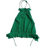 SheIn Peplum Halter Top Womens M Green Pleated Elastic Back Ruffle Hem Tie NWT Photo 0
