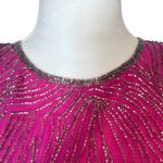 Laurence Kazar Vintage Y2K  Silk Beaded Blouse Top Size M Fuchsia Evening Fairy Photo 4