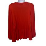 Loft  Small Orange Flowy Long Sleeve Tie Front Blouse Top Shirt Office Work Boho Photo 2