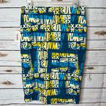 LuLaRoe 👑 Cassie Skirt Blue/Yellow Graffiti Print M NWT Photo 3