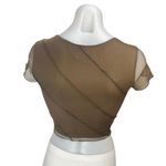 Princess Polly Brown Sleeveless Mesh Patchwork T Shirt Blouse Crop Top Size 2 Photo 1