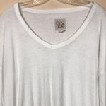 Chaser  Women's Ribbed Knit Ivory V-Neck Long Sleeve Snap Buttons Shirt Photo 1