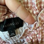 Majorelle  Gingham dress button down off shoulder sweetheart golden gal bow Photo 2