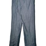 Ganni Gray Stripe Cotton Pinstripe Wide Leg Pants Size 38 Photo 5