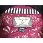 Volcom  Womens XS Burgundy Button Up Blouse Top Lace Preppy Boho Going Out Travel Photo 4