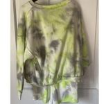 Free People Kelly Washed Tie Dyed Sweatshirt & Shorts Set In Citron Gray & Cream Photo 5