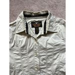 Harley Davidson Off White, Beige Embroidered Women's‎ Cotton Jacket Large Tan Photo 2