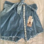 Sincerely Jules Shorts Blue High Rise Paper Bag Short Tie Waist NEW Sz Medium Photo 9